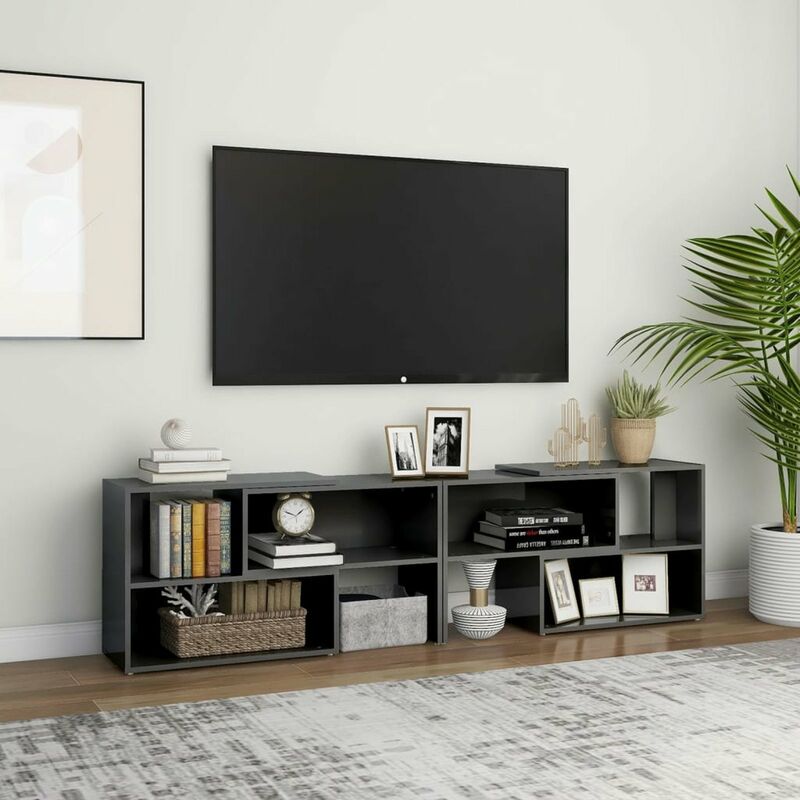 

Mueble para TV de aglomerado gris brillante 149x30x52 cm