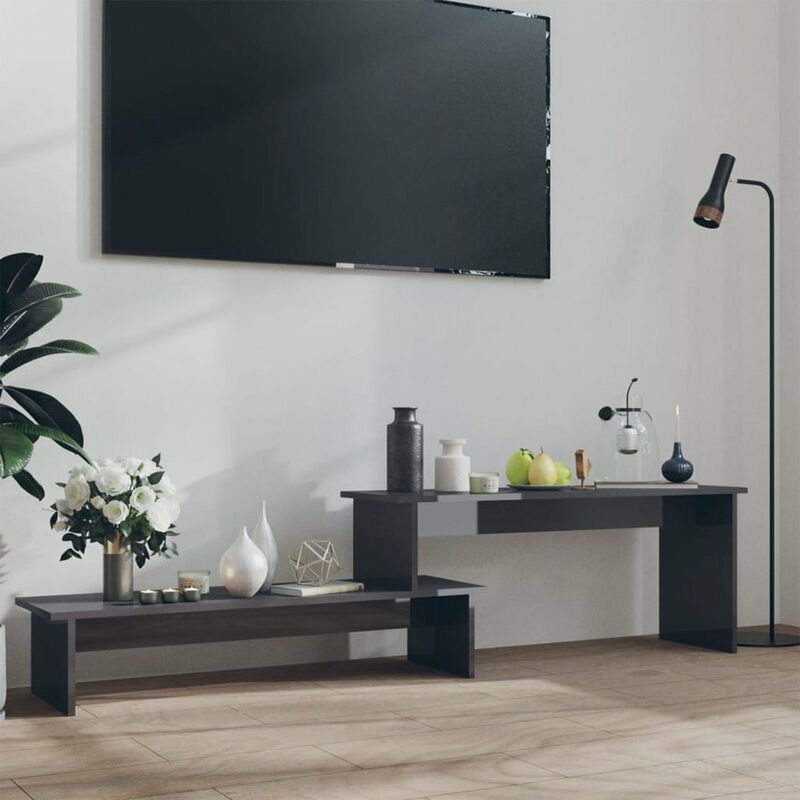 

Mueble para TV de aglomerado gris brillante 180x30x43 cm