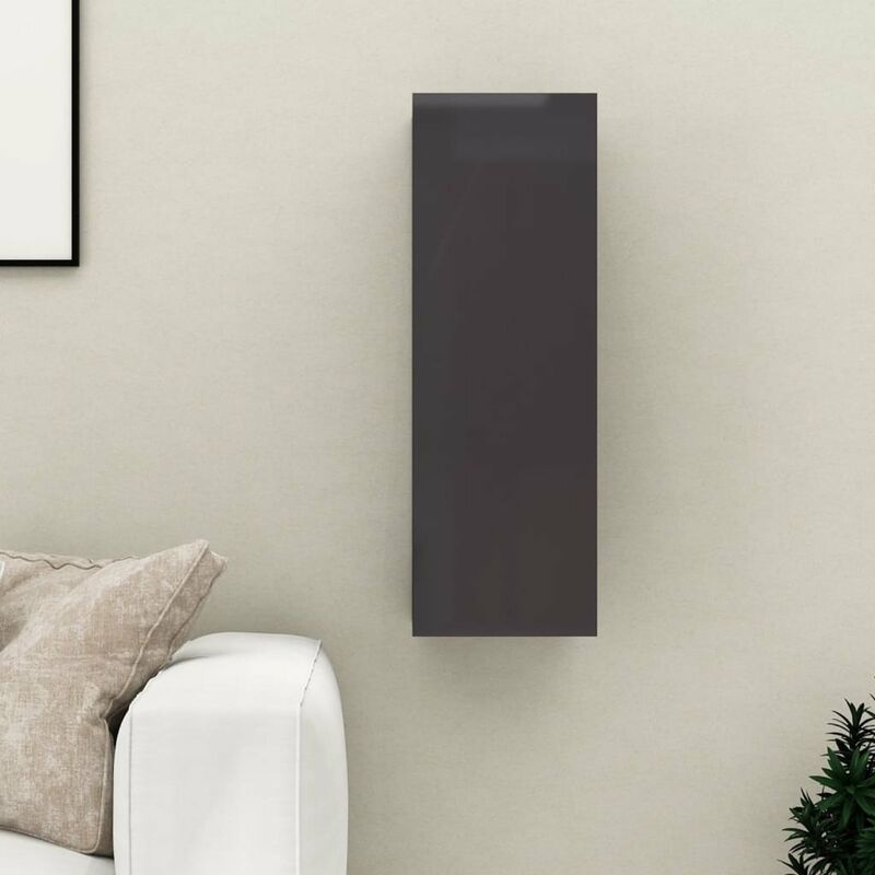 

Happyshopping - Mueble para TV de aglomerado gris brillante 30,5x30x90 cm