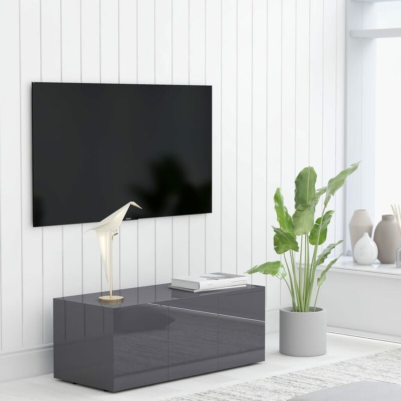 

Mueble para TV de aglomerado gris brillante 80x34x30 cm