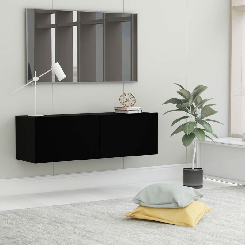 

Mueble para TV de aglomerado negro 100x30x30 cm