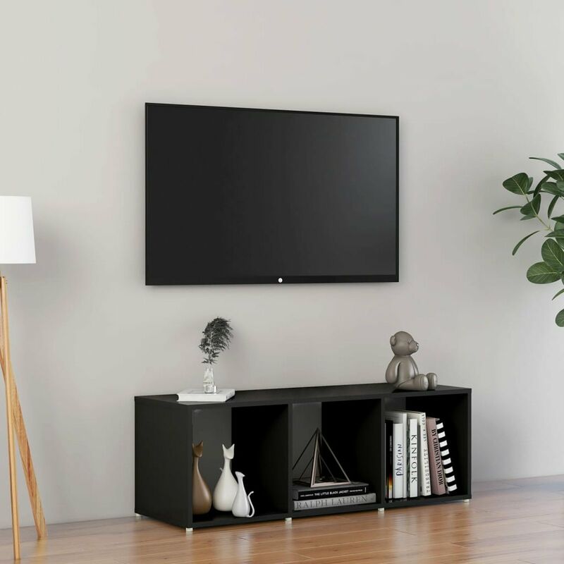 

Mueble para TV de aglomerado negro 107x35x37 cm