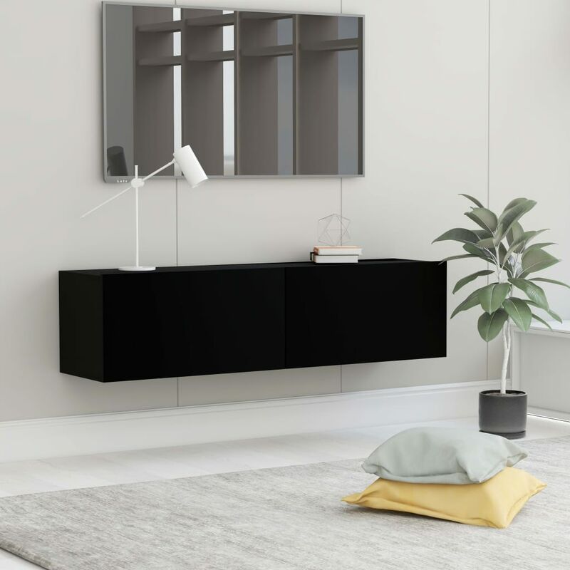 

Mueble para TV de aglomerado negro 120x30x30 cm