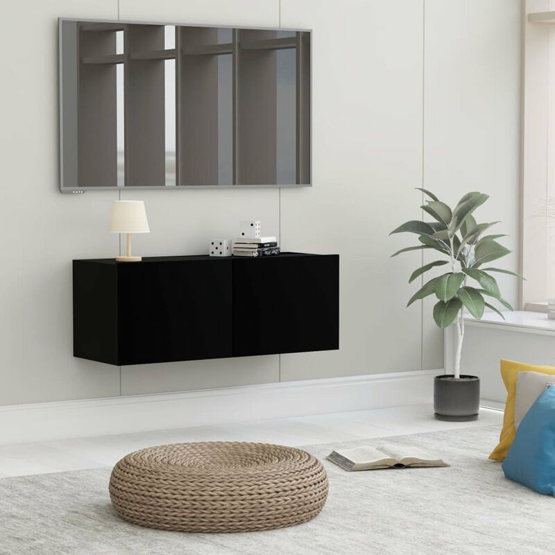 

Mueble para TV de aglomerado negro 80x30x30 cm