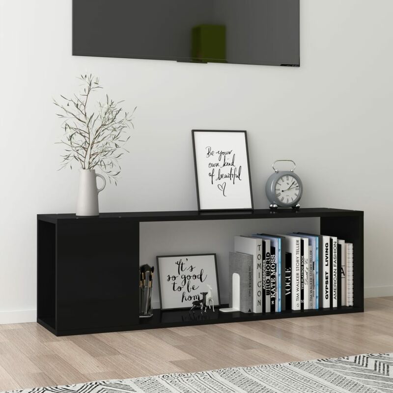 

Mueble para TV de aglomerado negro brillante 100x24x32 cm