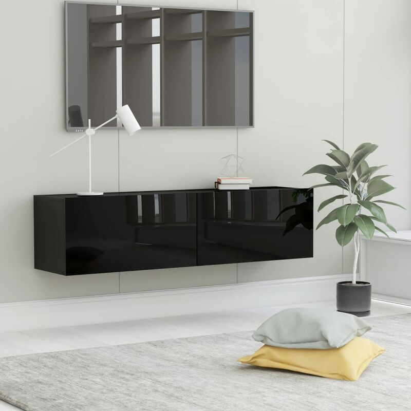 

Mueble para TV de aglomerado negro brillante 120x30x30 cm - Negro