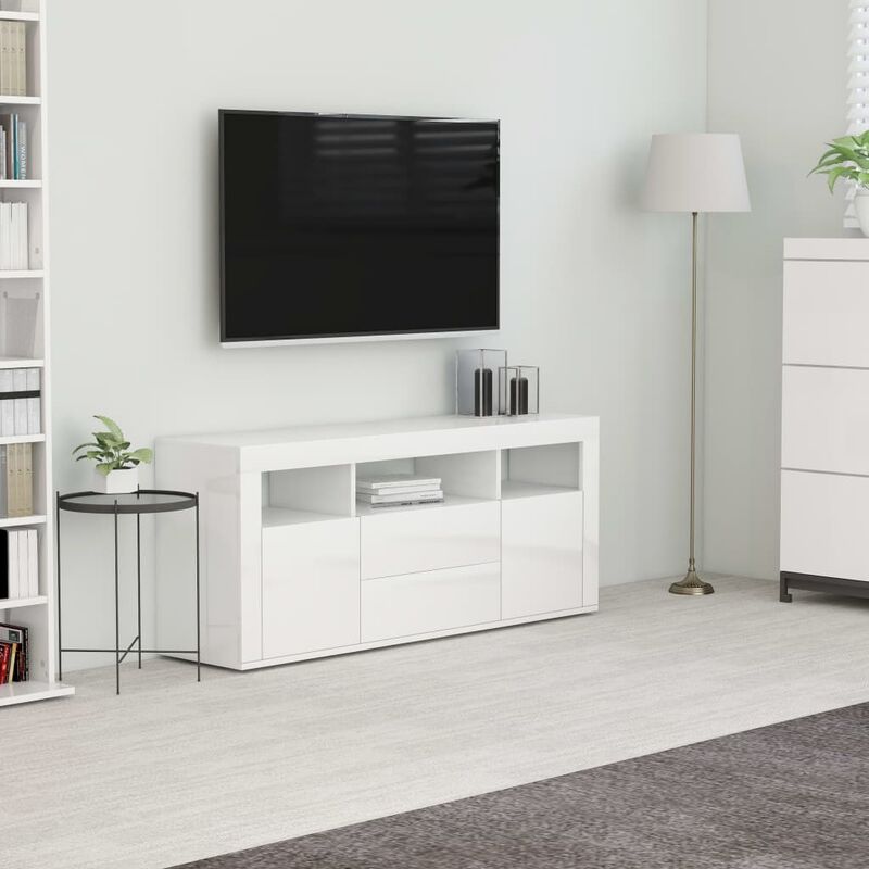 

Rogal Home&Deco Mueble para TV de aglomerado blanco brillante 120x30x50 cm