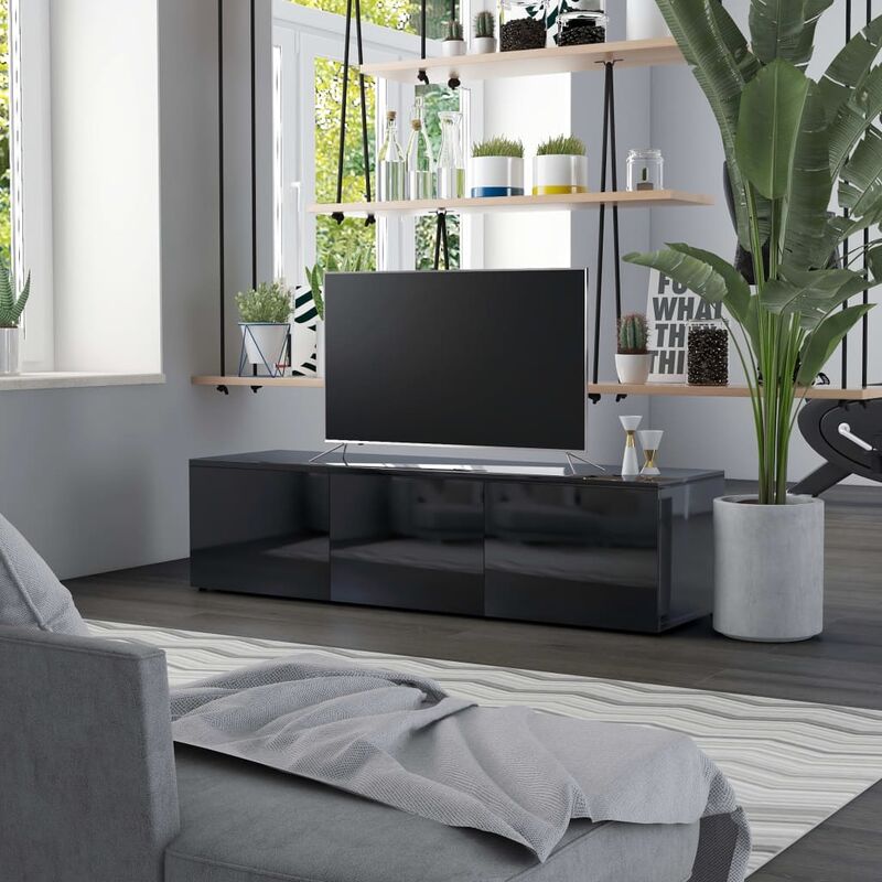 

Mueble para TV de aglomerado negro brillante 120x34x30 cm - Negro