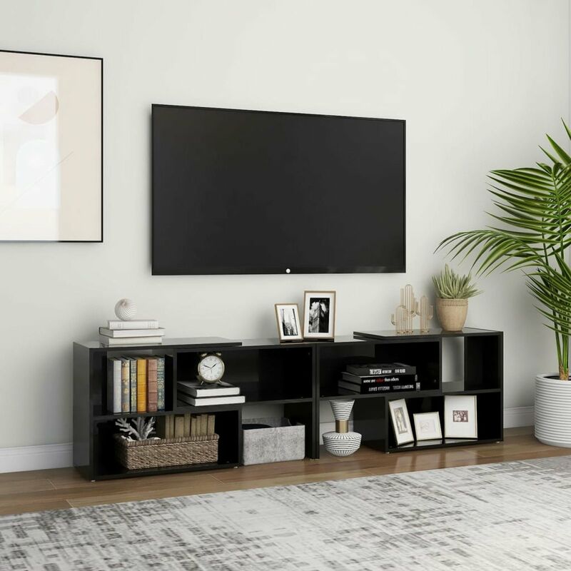 

Mueble para TV de aglomerado negro brillante 149x30x52 cm