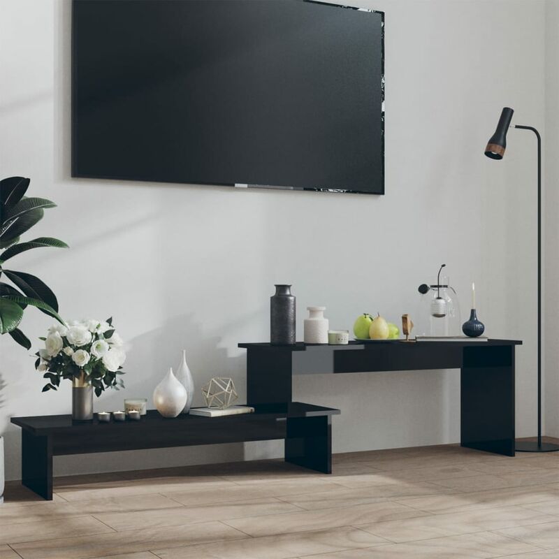 

Mueble para TV de aglomerado negro brillante 180x30x43 cm