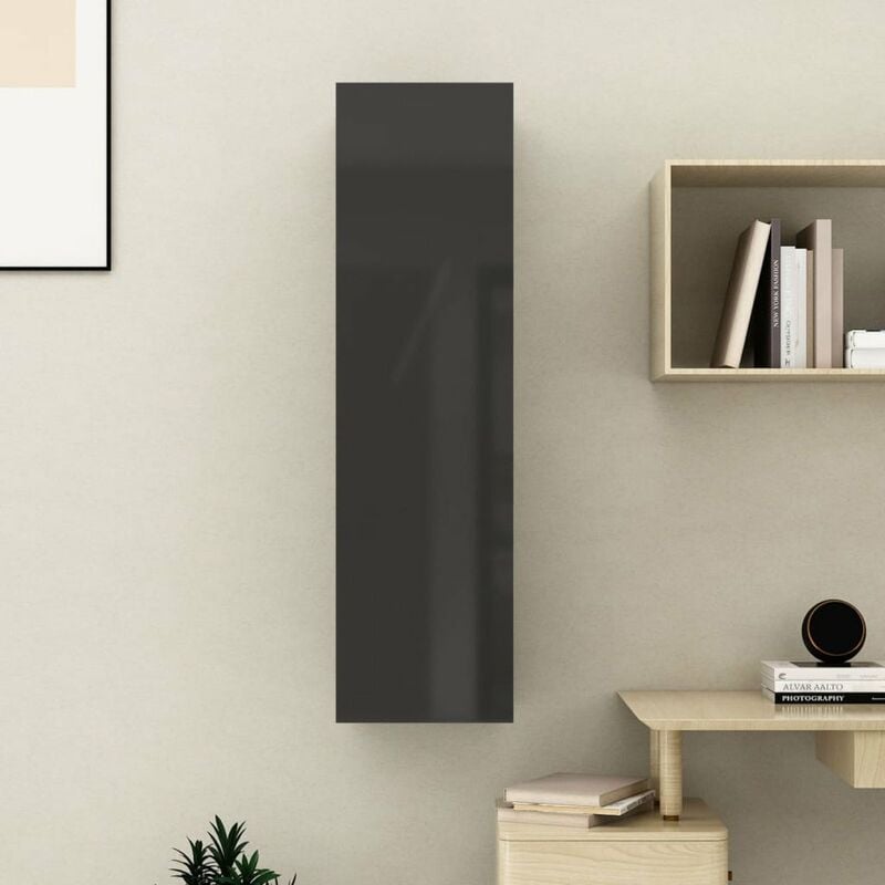 

Mueble para TV de aglomerado negro brillante 30,5x30x110 cm