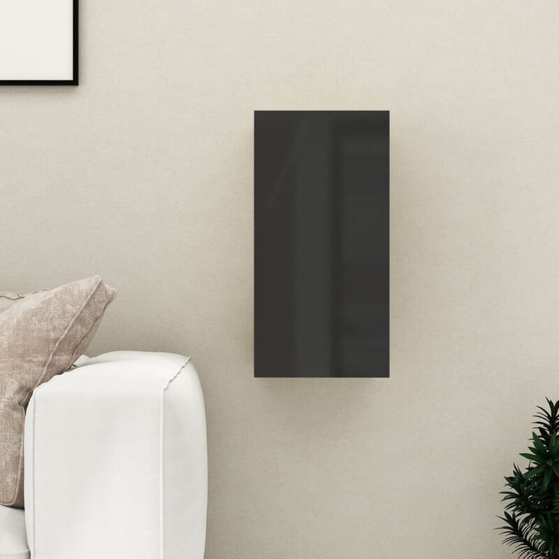 

Mueble para TV de aglomerado negro brillante 30,5x30x60 cm