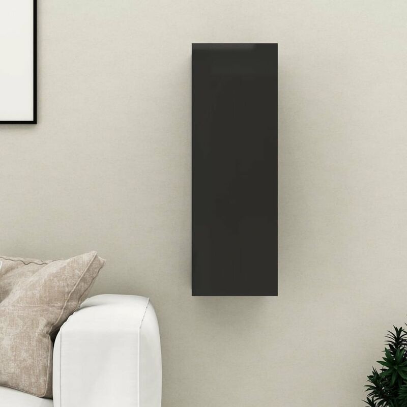 

Happyshopping - Mueble para TV de aglomerado negro brillante 30,5x30x90 cm