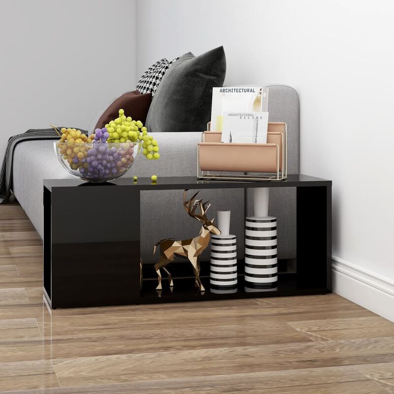 

Mueble para TV de aglomerado negro brillante 80x24x32 cm