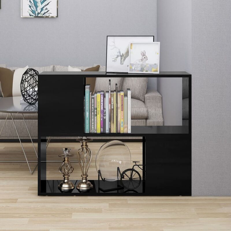 

Mueble para TV de aglomerado negro brillante 80x24x63 cm