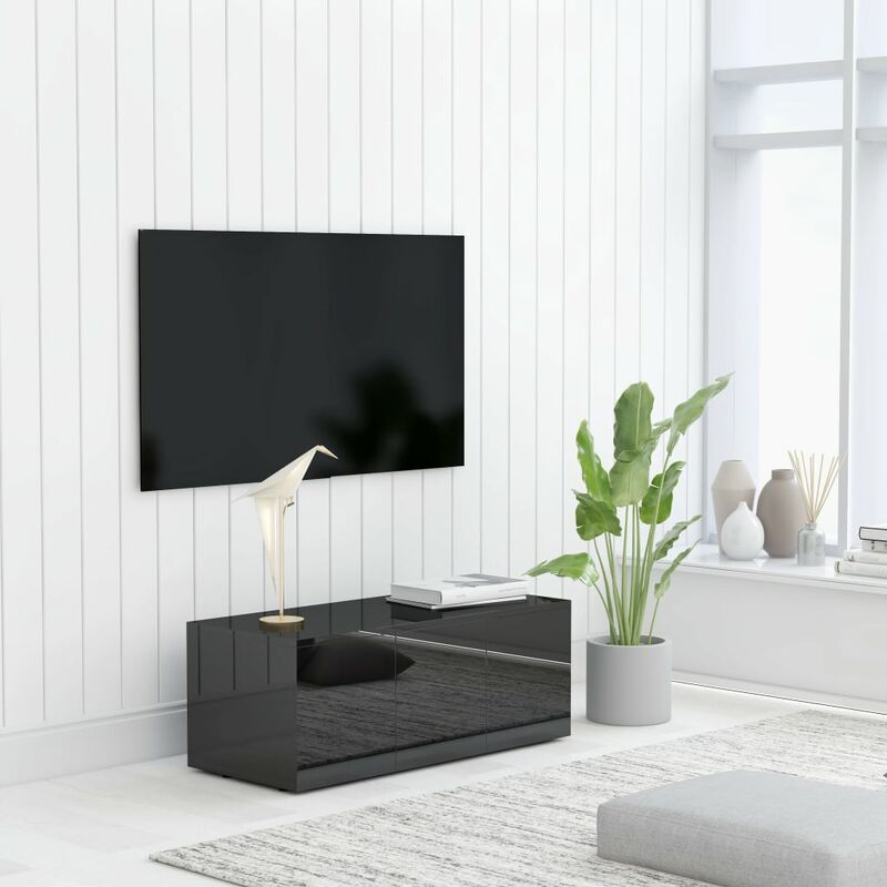 

Mueble para TV de aglomerado negro brillante 80x34x30 cm - Negro