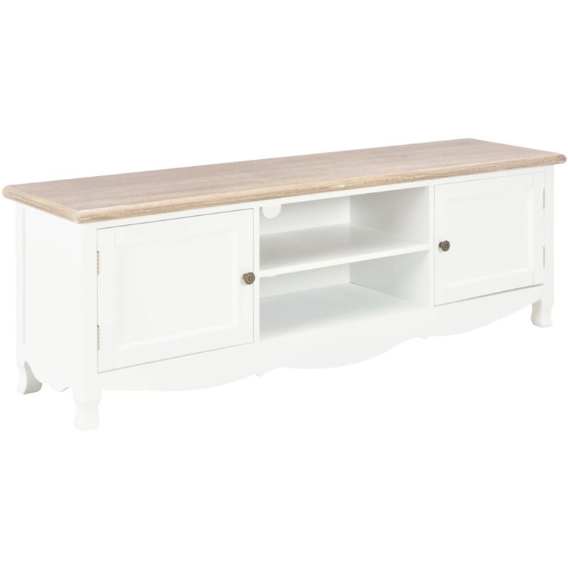 

Vidaxl - Mueble para TV Madera Maciza de Mango 120x30x40 cm Blanco y Color de Madera - Blanco