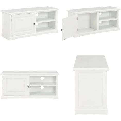 Mueble para TV de madera blanco 90x30x40 cm - Mueble de madera - Soporte para TV