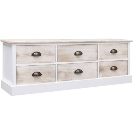 Mueble para TV de madera blanco y natural 115x30x40 cm