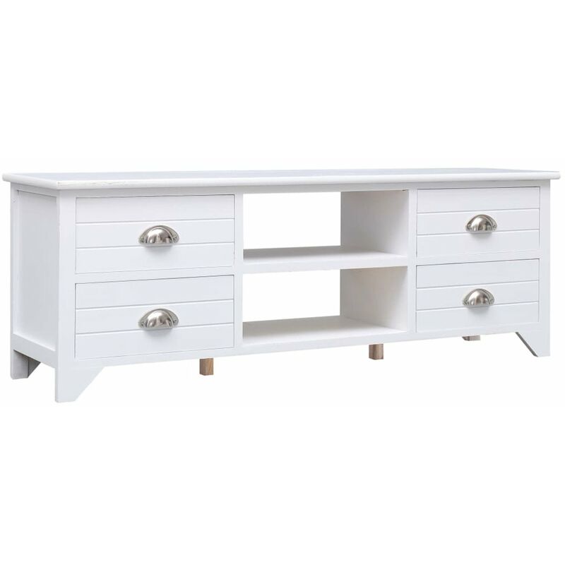 

Happyshopping - Mueble para TV de madera de Paulownia blanco 115x30x40 cm