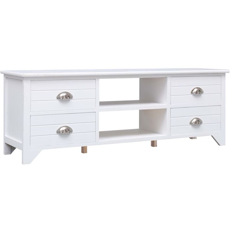 

Mueble para TV de madera de Paulownia blanco 115x30x40 cm