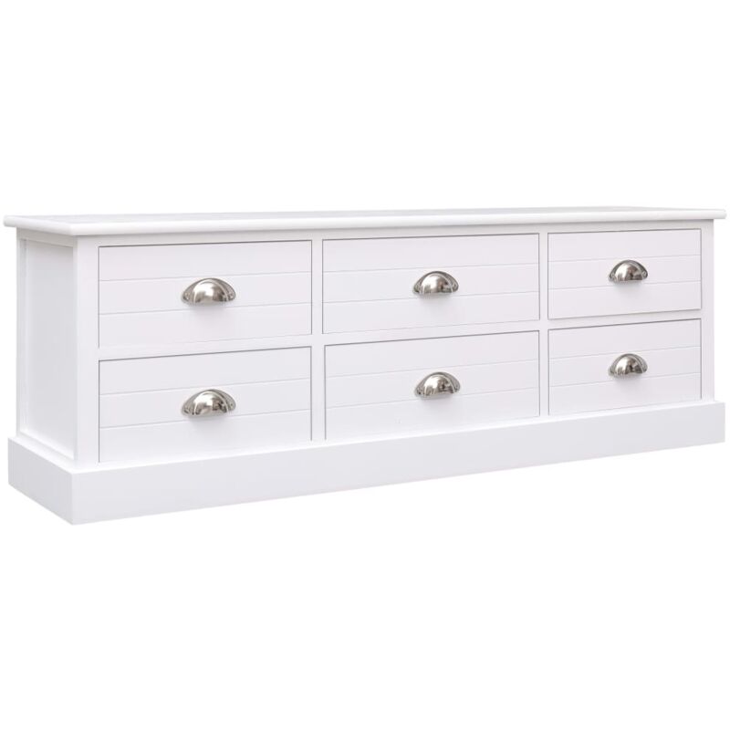 

vidaXL Banco de Entrada de Madera 115x30x40 cm Blanco y Plateado - Blanco