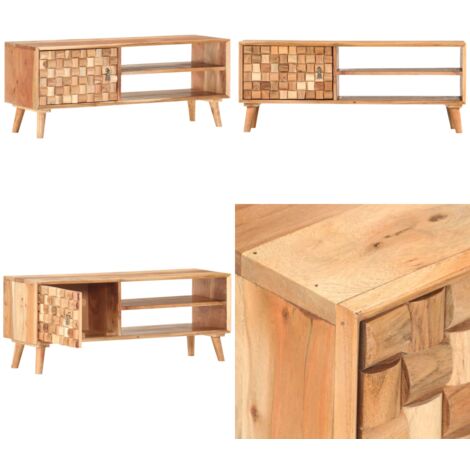 Mueble para TV de madera maciza de acacia 100x30x40 cm - Armario de almacenaje - Mueble bajo