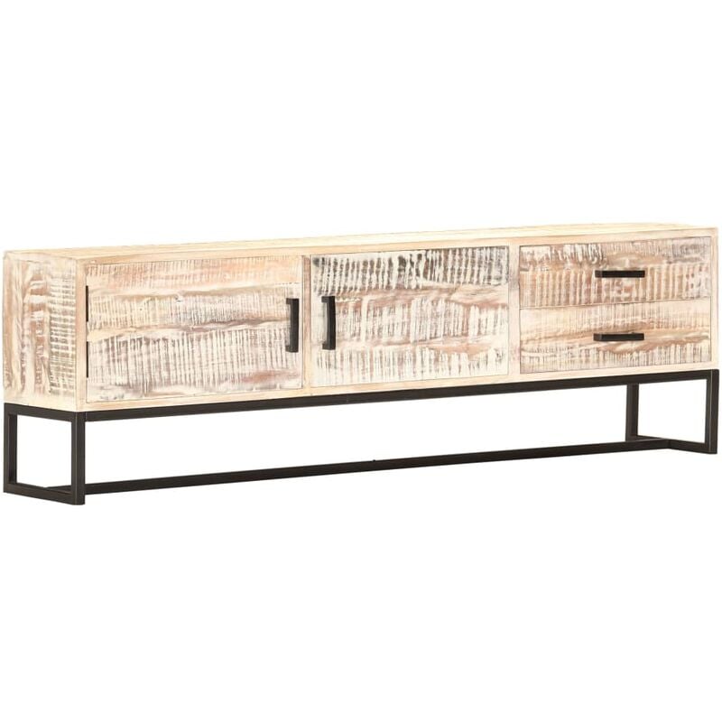 

Mueble para TV de madera maciza de acacia blanco 140x30x45 cm - Blanco - Vidaxl