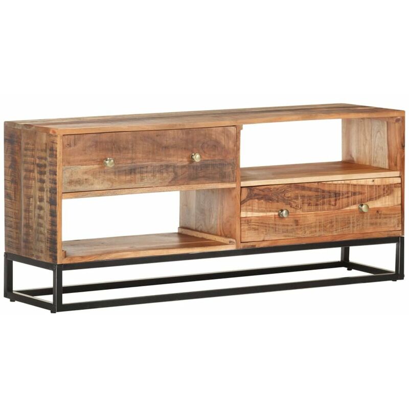 

Mueble para TV de madera maciza de acacia rugosa 120x30x50 cm