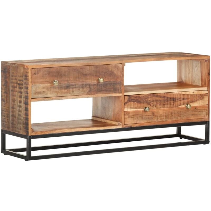 

Mueble para TV de madera maciza de acacia rugosa 120x30x50 cm - Marrón