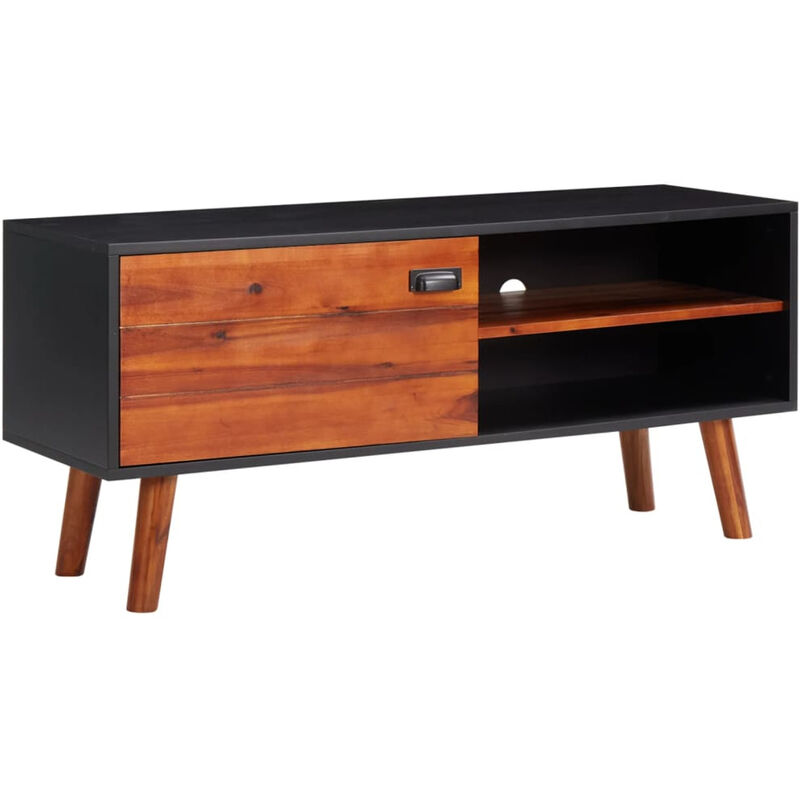 

Asupermall - Mueble para TV de madera maciza de acacia y MDF 110x35x50 cm