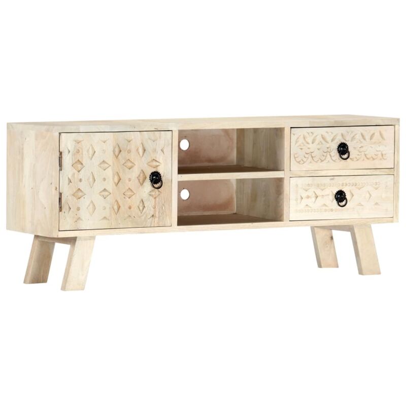 

Mueble para TV de madera maciza de mango 110x30x44 cm - Beige - Vidaxl