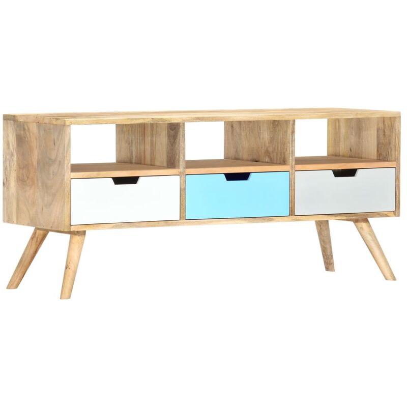 

Mueble para TV de madera maciza de mango 110x35x48 cm - Marrón - Vidaxl