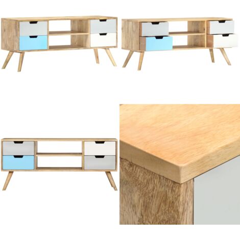 Mueble para TV de madera maciza de mango 110x35x48 cm - Mueble de madera - Mueble de madera maciza