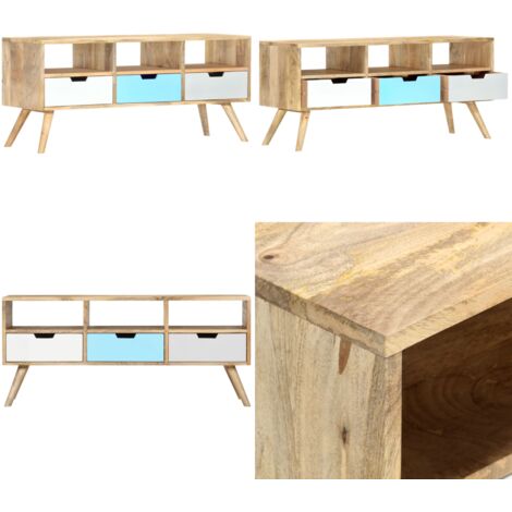 Mueble para TV de madera maciza de mango 110x35x48 cm - Mueble de madera - Mueble de madera maciza