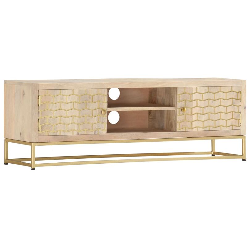 

Mueble para TV de madera maciza de mango 120x30x40 cm - Oro - Vidaxl