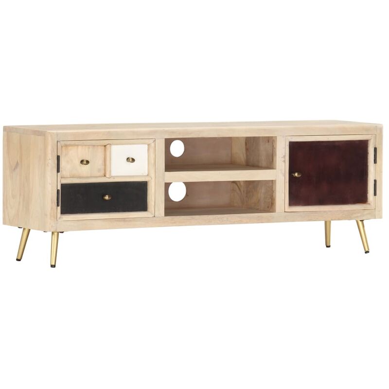 

Mueble para TV de madera maciza de mango 120x30x40 cm - Marrón - Vidaxl