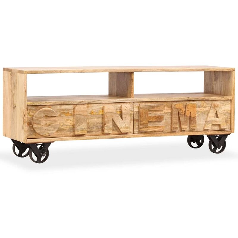 

Mueble para TV de madera maciza de mango 120x30x48 cm - Marrón - Vidaxl