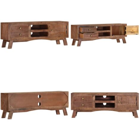 Mueble para TV de madera maciza de mango rugosa 110x30x40 cm - Madera de mango rugosa - Mueble de madera