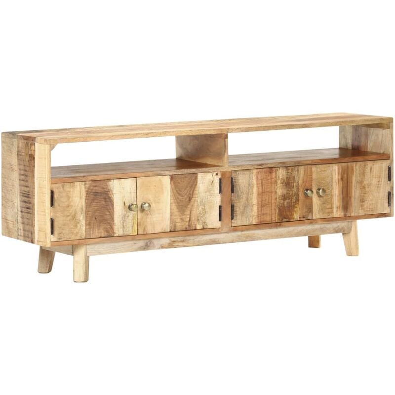 

Mueble para TV de madera maciza de mango rugosa 130x30x45 cm - Marrón - Vidaxl