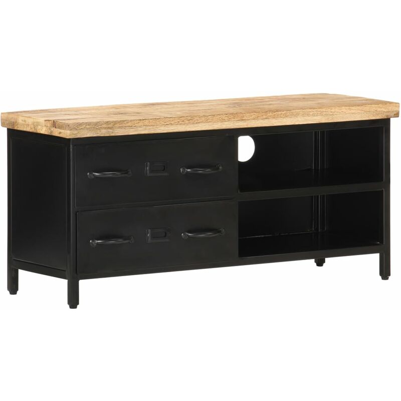 

Mueble para TV de madera maciza de mango rugosa 90x30x41 cm - Negro