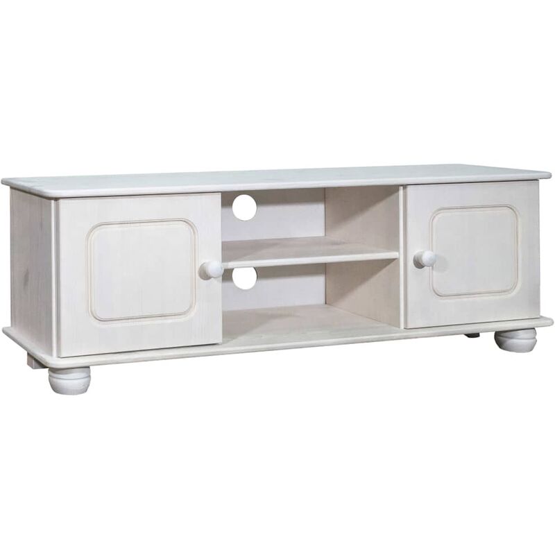 

Mueble para TV de madera maciza de pino 115x29x40 cm - Blanco