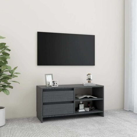 Mueble para TV de madera maciza de pino gris 80x31x39 cm vidaXL