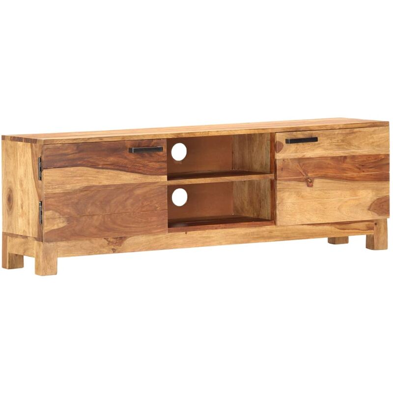 

BHD - Mueble para TV de madera maciza de sheesham blanco 118x30x40 cm
