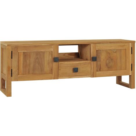 Mueble para TV de madera maciza de teca 120x32x45 cm vidaXL - Marrón