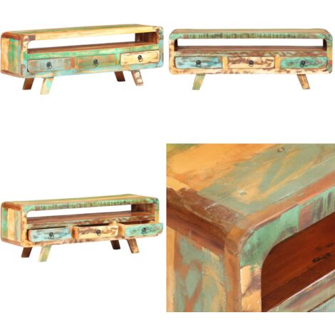 Mueble para TV de madera maciza reciclada 117x30x41 cm - Madera reciclada - Mueble vintage