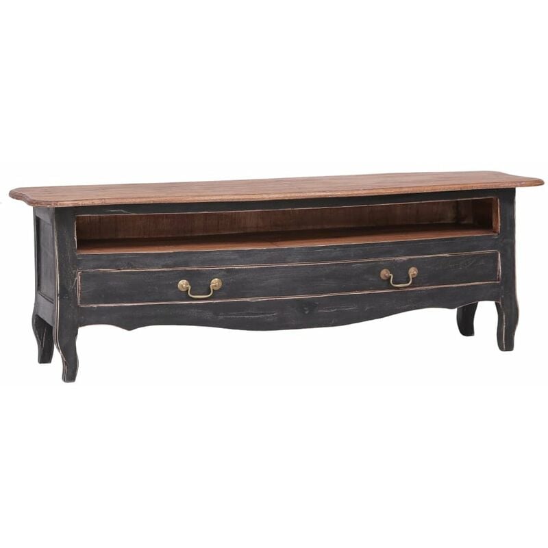 

Mueble para TV de madera maciza reciclada negro 120x30x40 cm