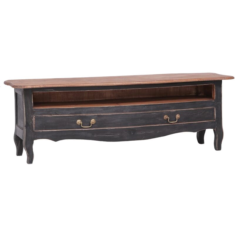 

Mueble para TV de madera maciza reciclada negro 120x30x40 cm