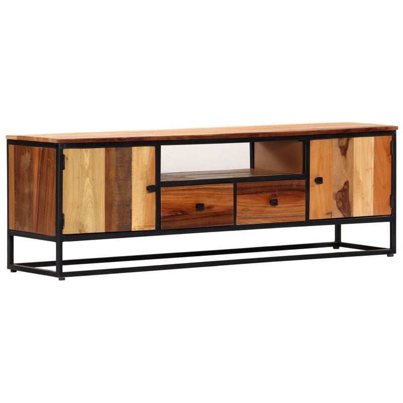 

Mueble para TV de madera maciza reciclada y acero 120x30x40 cm