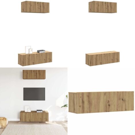 Mueble para TV de pared madera contrachapada artesanal 2 piezas - Mueble de TV - Madera contrachapada